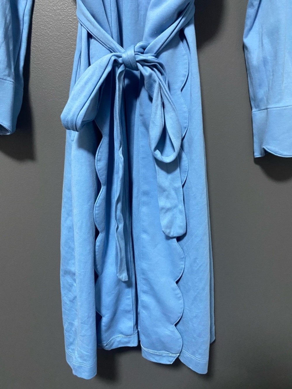 LAKE Pima Scallop Robe - Light Blue - Picture 4 of 6
